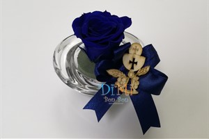 rosa stabilizzata blu su vaseeto in vetro
